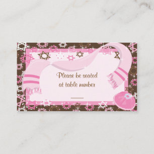 Pink & Brown Bat Mitzvah Table Place Cards
