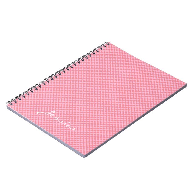 Pink Brown Beige Geometric Personalised Notebook (Left Side)