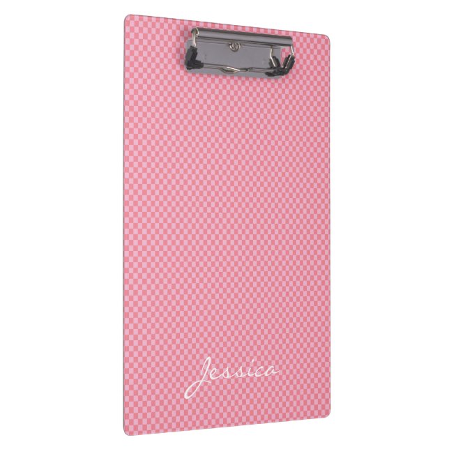 Pink Brown Beige Geometric Personalized Clipboard (Right)