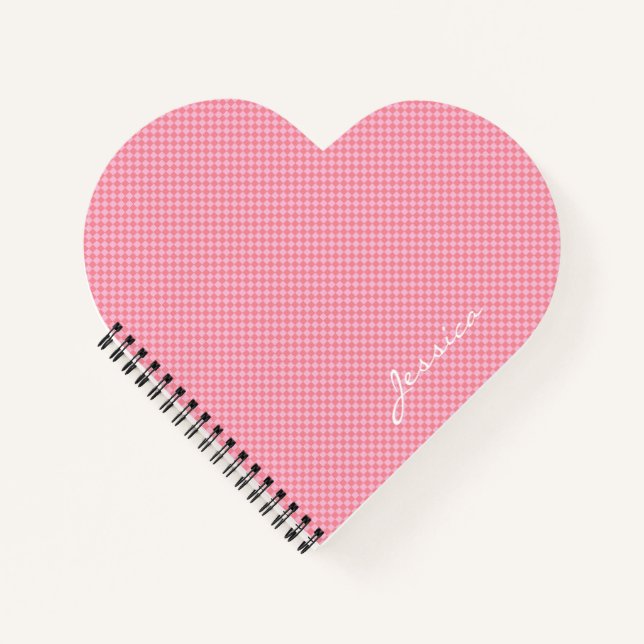 Pink Brown Beige Geometric Personalized Notebook (Front)