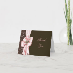 Pink Brown Bow Pink Brown Thank You Cards