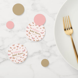 Pink Brown Butterfly Themed Bridal Shower Confetti