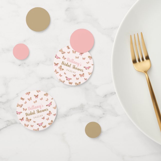 Pink Brown Butterfly Themed Bridal Shower  Confetti (Group)