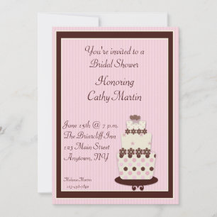Pink Brown Cake Invitation