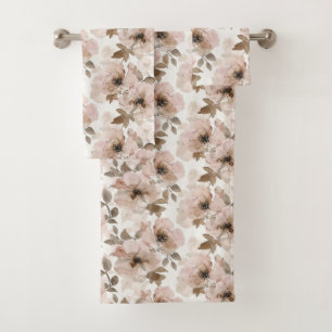 Pink Brown Cowgirl Southwestern Floral  Bath Towel Set