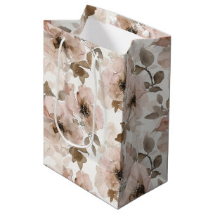 Pink Brown Cowgirl Southwestern Floral  Medium Gift Bag