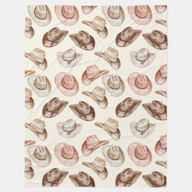 Pink Brown Cowgirl Southwestern Hats  Fleece Blanket (Front)