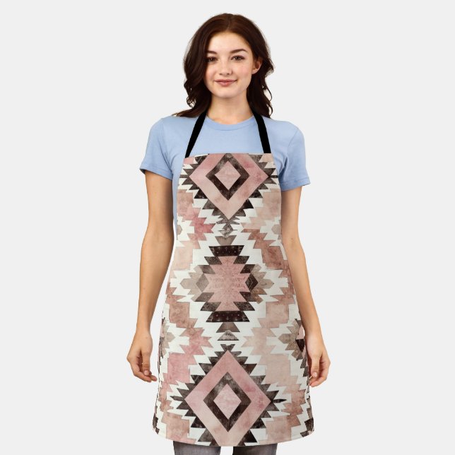 Pink Brown Cowgirl Southwestern Tribal Apron (Worn)