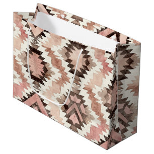 Pink Brown Cowgirl Southwestern Tribal Birthday Large Gift Bag