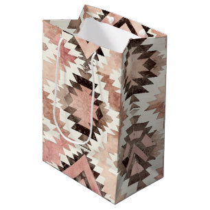 Pink Brown Cowgirl Southwestern Tribal Birthday Medium Gift Bag