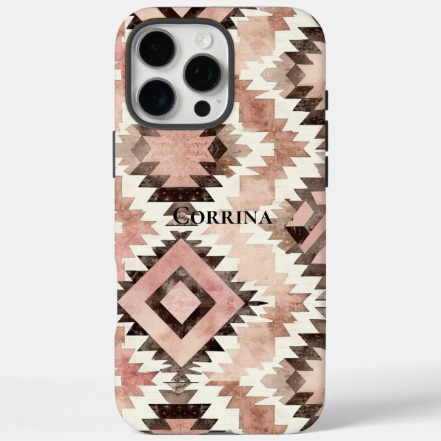 Pink Brown Cowgirl Southwestern Tribal Case-Mate iPhone Case (Back)