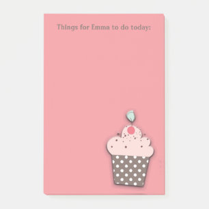Pink Brown Cupcake Personalised To Do List Post-it Notes
