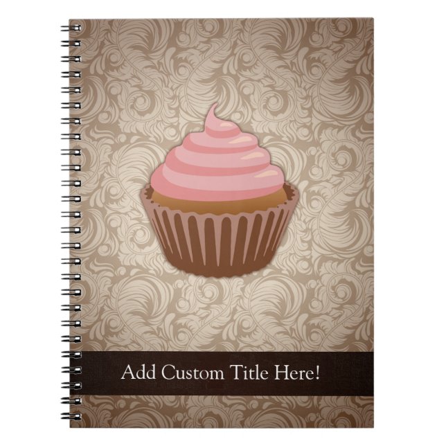 Pink/Brown Cupcake Spiral Notebook (Front)