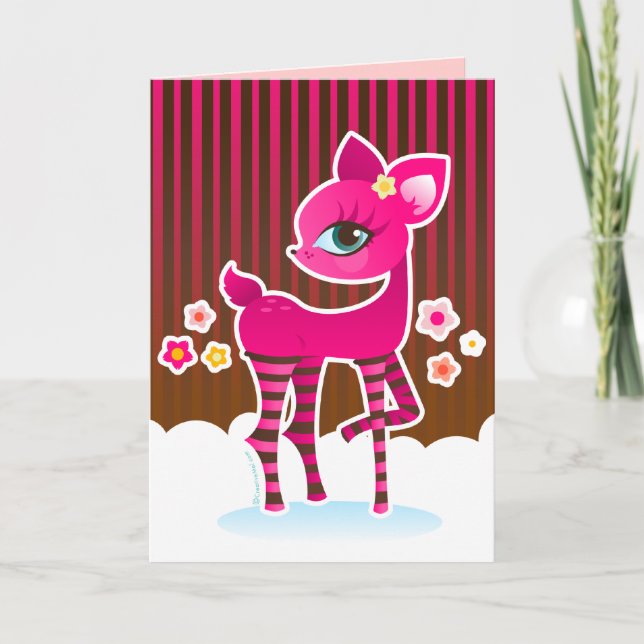 Pink & Brown Deerie Card (Front)
