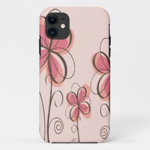 Pink & Brown Doodle Flowers Design Case-Mate iPhone Case