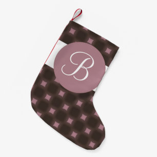 Pink brown dots monogram Christmas stocking