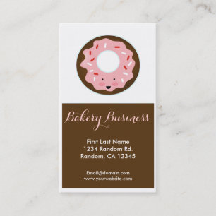 Pink brown doughnut custom bakery business cards