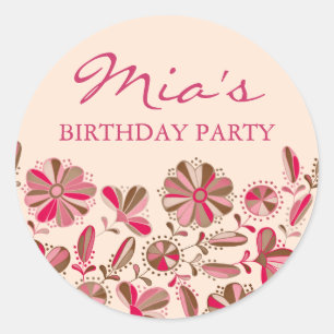 Pink & Brown Floral Burst Sticker