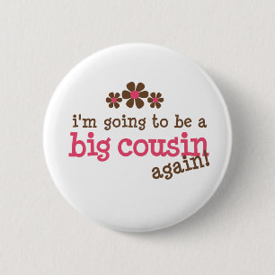 Pink/Brown Flower Big Cousin T-shirt 6 Cm Round Badge
