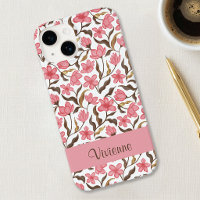 Pink Brown Gold Watercolor Wildflower Name