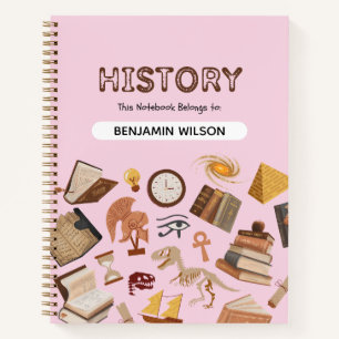 Pink & Brown History Spiral Notebook – Customizabl