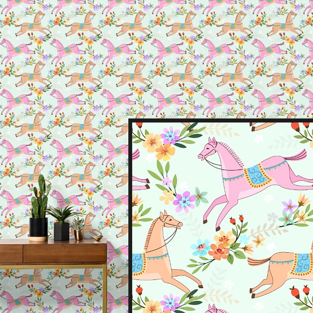 Pink Brown Horses & Flowers Wallpaper (Creator Uploaded)