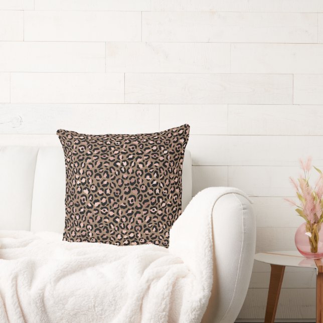 Pink Brown Leopard Cushion (Couch)