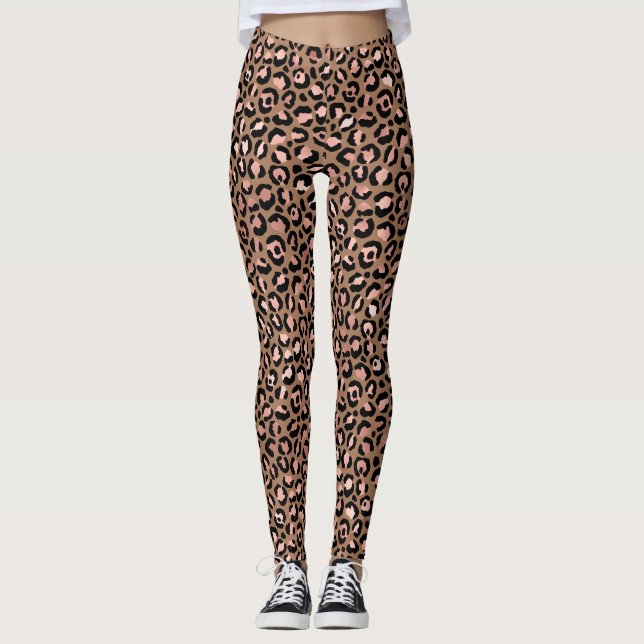 Pink Brown Leopard Leggings (Front)