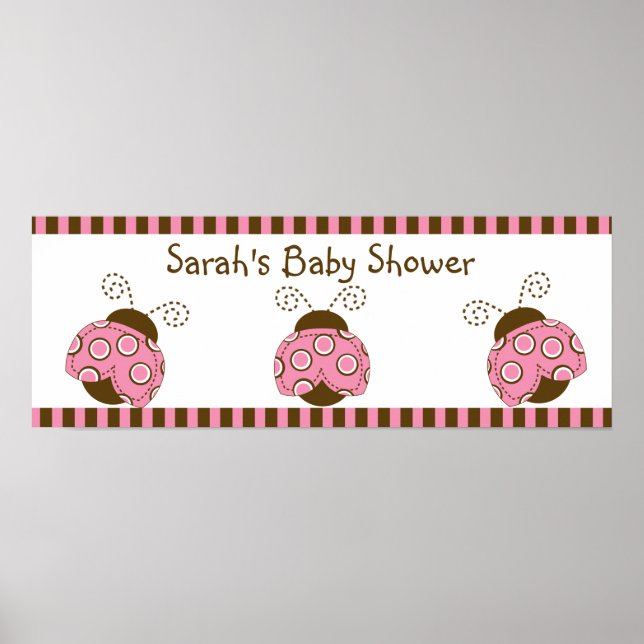 Pink & Brown Mod Ladybug Poster/Banner Poster (Front)