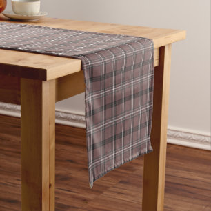 Pink Brown Plaid Classic Pattern Table Runner