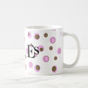 Pink Brown Polka Dots Monogrammed Coffee Mug