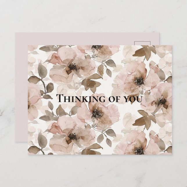 Pink Brown Southwestern Floral Thinking of you Postcard (Front/Back)