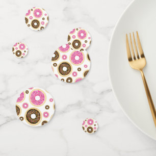 Pink & Brown Sprinkle Doughnuts Fun Party Table De Confetti