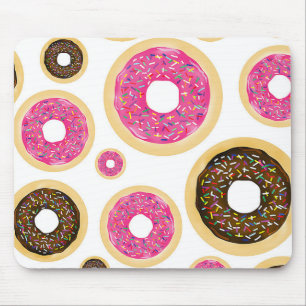 Pink & Brown Sprinkle Doughnuts Modern Fun Cute Mouse Pad