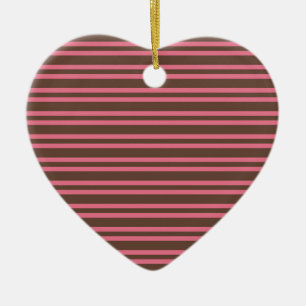Pink Brown Stripes Seamless Pattern Ceramic Tree Decoration