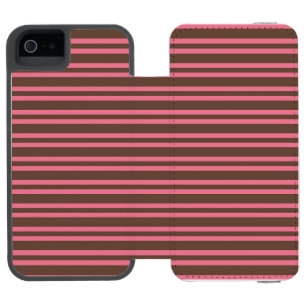 Pink Brown Stripes Seamless Pattern Incipio Watson™ iPhone 5 Wallet Case
