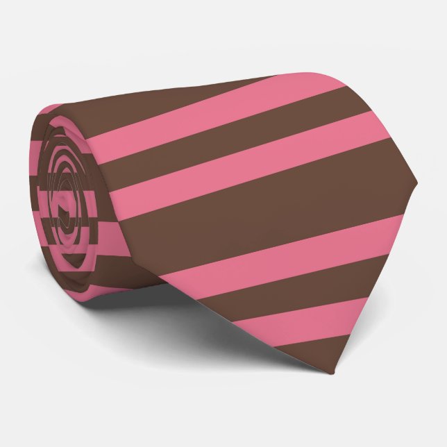 Pink Brown Stripes Seamless Pattern Tie (Rolled)