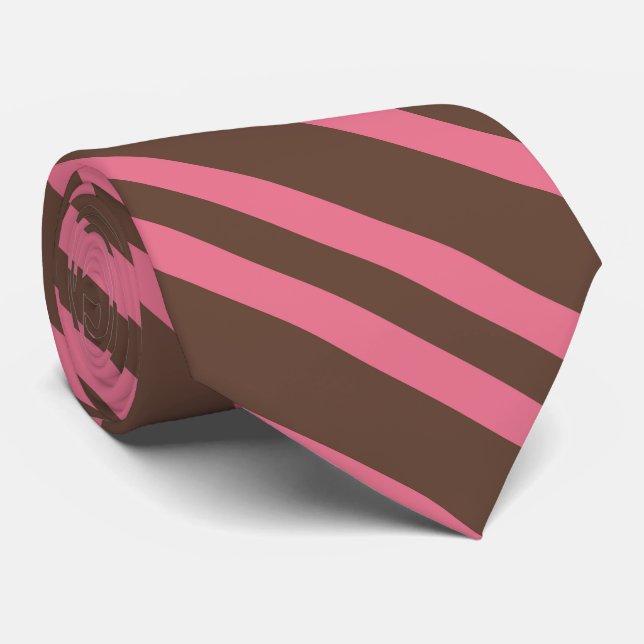 Pink Brown Stripes Seamless Pattern Tie (Rolled)