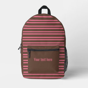 Pink Brown Stripes Seamless Personalise Pattern Printed Backpack