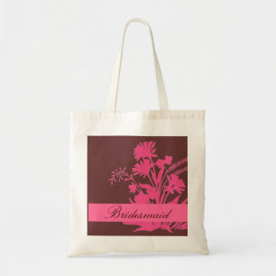 Pink brown theme bridesmaid floral custom bag