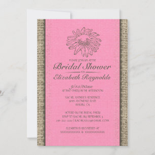 Pink Brown Vintage Lace Bridal Shower Invitations