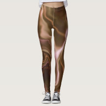 Pink & Brown Water Marbled Spandex Leggings