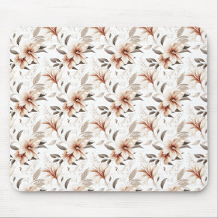 Pink Brown Watercolor Wildflower Mouse Pad