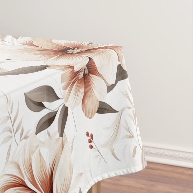 Pink Brown Watercolor Wildflower Tablecloth (In Situ)