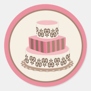 Pink/Brown Wedding Cake Envelope Seal