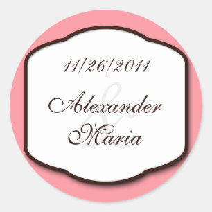 Pink Brown & White Wedding Envelope Seals