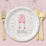 Pink Brunch and Bubbly Bridal Shower<br><div class="desc">Two pink glass flutes on a background of pink and gold confetti,  these paper plates are perfect for a bridal shower brunch and bubby theme. MATCHING items in our collection.</div>