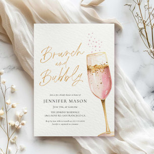 Pink Brunch and Bubbly Bridal Shower Invitation