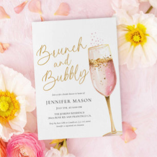 Pink Brunch and Bubbly Bridal Shower Invitation