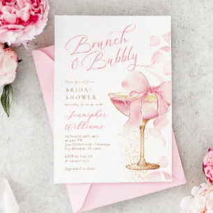 Pink Brunch and Bubbly Bridal Shower  Invitation